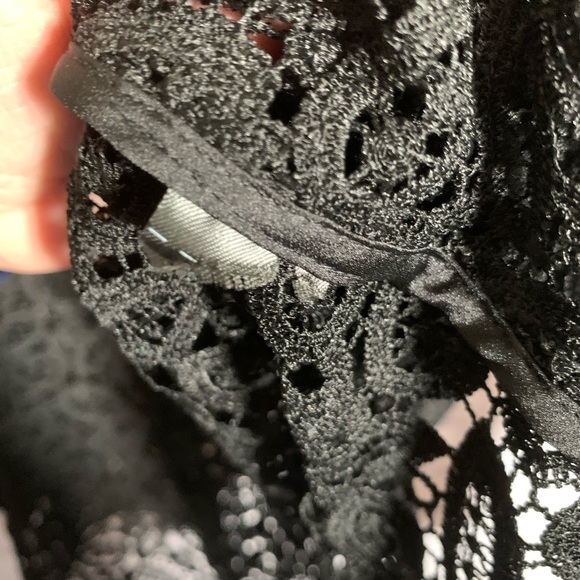 Black Label by Chico's Womens Sheer Lace Button Down Black Sz 8 Whimsigoth Fairy - Picture 3 of 6